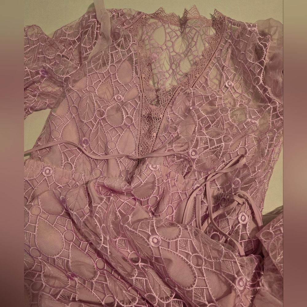 Self-Portrait Lilac Lace Maxi Dress Dress Size 4 - Picture 14 of 15